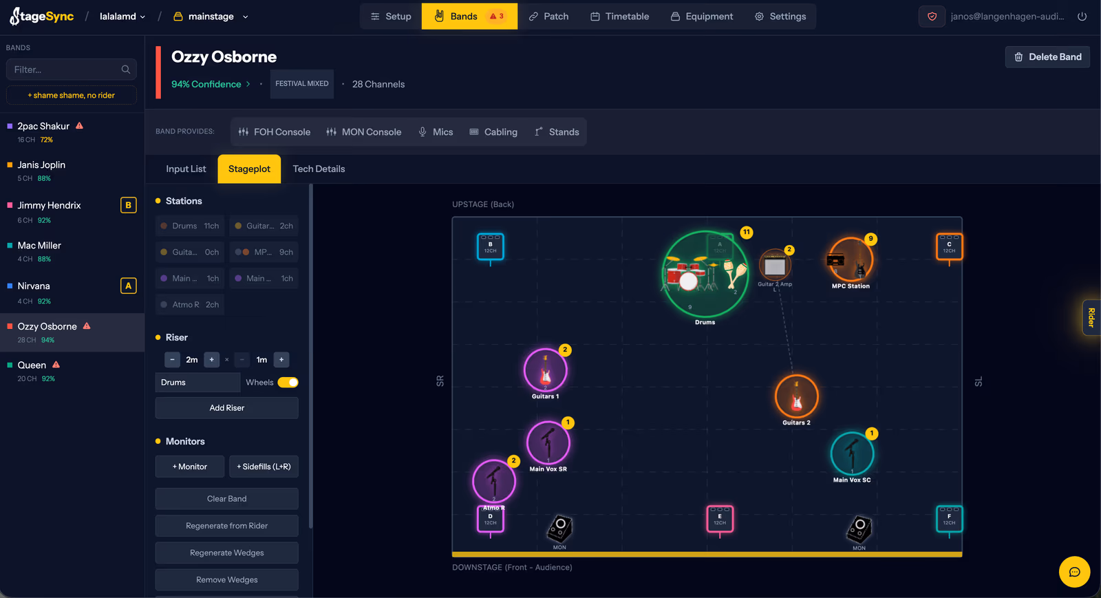 StageSync app screenshot showing rider analysis and stage layout